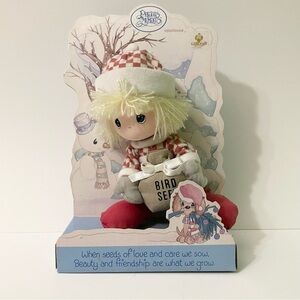 Vintage 1991 Applause Precious Moments Winter Bird Seed Feeding Girl Doll
